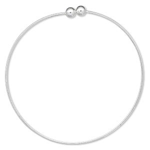 Bracelet, bangle, silver-plated brass, 1.5mm wide oval with 5.5mm twist