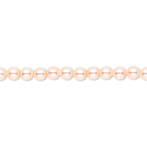 Pearl, Crystal Passions&reg;, peach, 4mm round (5810). Sold per pkg of 100.