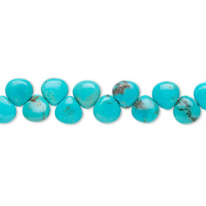 Bead, turquoise (dyed / stabilized), 6x6mm flat teardrop, B grade, Mohs hardness 5 to 6. Sold per 15-1/2&quot; to 16&quot; strand.