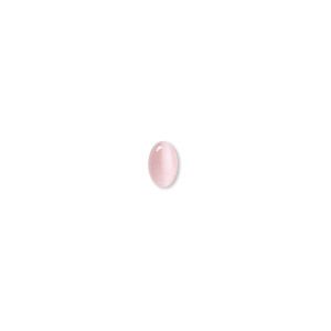 Cabochon, cat&#39;s eye glass (fiber optic glass), pink, 6x4mm calibrated oval, quality grade. Sold per pkg of 10.