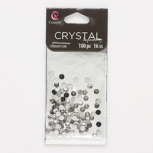 Flat back mix, flat back, glass, clear / black / grey, 3.8-4mm faceted round, SS16. Sold per pkg of 100.