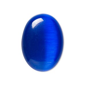 Cabochon, cat&#39;s eye glass (fiber optic glass), blue, 30x22mm calibrated oval, quality grade. Sold per pkg of 2.