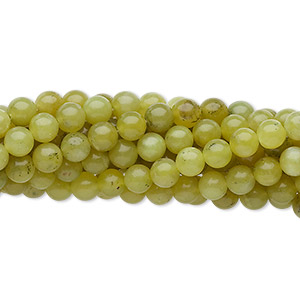 Bead, olive new &quot;jade&quot; (serpentine) (natural), 4mm round, C grade, Mohs hardness 2-1/2 to 6. Sold per pkg of (10) 15-1/2&quot; to 16&quot; strands.