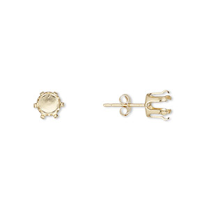 Earstud, Snap-Tite&reg;, 14Kt gold-filled, 6mm 6-prong round setting. Sold per pair.