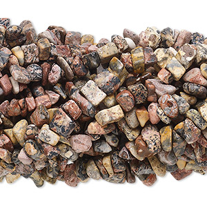 Bead, leopardskin jasper (natural), medium chip, Mohs hardness 6-1/2 to 7. Sold per pkg of (10) 34-inch strands.