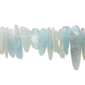 Bead, aquamarine (dyed / heated), large to extra-large Hawaiian chip, Mohs hardness 7-1/2 to 8. Sold per 15-1/2&quot; to 16&quot; strand.