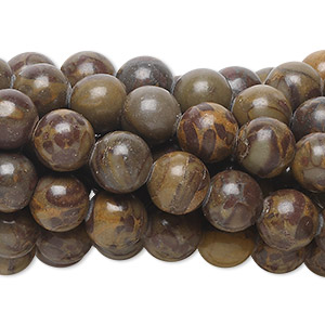 Bead, chrysanthemum stone (natural), 8mm round, C grade, Mohs hardness 3 to 4. Sold per pkg of (10) 15-1/2&quot; to 16&quot; strands.