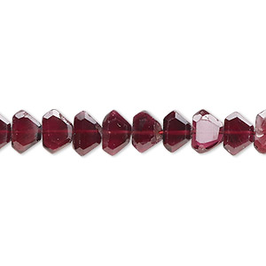 Bead, garnet (dyed), 5x3mm-7x5mm hand-cut 6-sided faceted diamond, B grade, Mohs hardness 7 to 7-1/2. Sold per 16-inch strand.