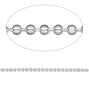 Chain, sterling silver, 1.5mm ball, 18 inches. Sold individually.