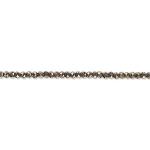 Bead, pyrite (natural), 2x1.5mm faceted rondelle with 0.5-1.5mm hole, B grade, Mohs hardness 6 to 6-1/2. Sold per 15&quot; to 16&quot; strand.