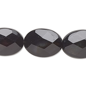 Bead, black onyx (dyed), 18-13mm-22x17mm hand-cut faceted puffed oval, B- grade, Mohs hardness 6-1/2 to 7. Sold per 7-1/2 inch strand.