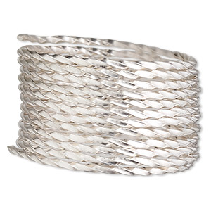 Wire, sterling silver, full-hard, twisted round, 13.5 gauge. Sold per pkg of 5 feet.