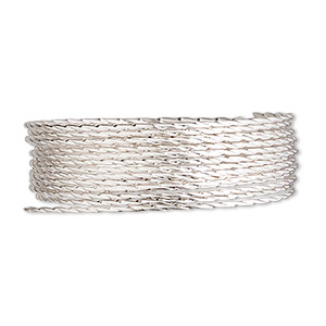 Wire, sterling silver, half-hard, twisted round, 19 gauge. Sold per pkg of 5 feet.