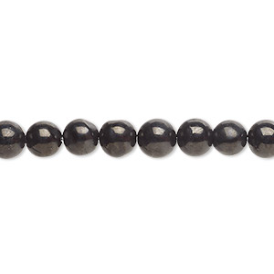 Bead, jet (natural), 6mm round, C grade, Mohs hardness 2-1/2 to 4. Sold per 16-inch strand.