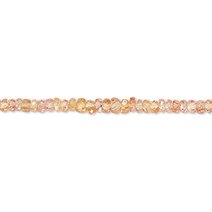 Bead, champagne sapphire (heated), 2x1mm-3.5x2mm hand-cut faceted rondelle, B grade, Mohs hardness 9. Sold per 8-inch strand, approximately 150 beads.