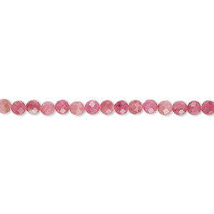 Bead, rhodochrosite (natural), 3mm faceted round, B grade, Mohs hardness 3-1/2 to 4-1/2. Sold per 15-1/2&quot; to 16&quot; strand.