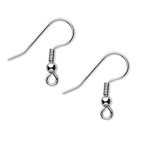 Ear wire, stainless steel, 21mm fishhook with 3mm ball and 4mm coil, 21 gauge. Sold per pkg of 50 pairs.