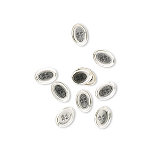 Bezel cup, sterling silver, solid back, 6x4mm oval. Sold per pkg of 10.