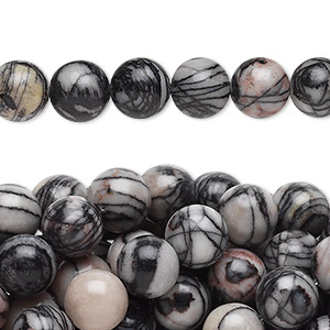 Bead, black silk stone (natural), 8mm round, C grade, Mohs hardness 4. Sold per pkg of (10) 15-1/2&quot; to 16&quot; strands.
