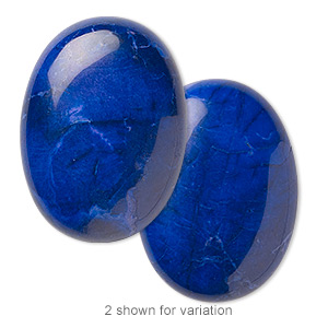 Cabochon, howlite (dyed), lapis blue, 30x22mm calibrated oval, B grade, Mohs hardness 3 to 3-1/2. Sold individually.