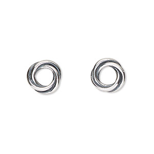 Bead, Dione&reg;, antiqued sterling silver, 10x3mm 3-ring rondelle, Sold per pkg of 2.