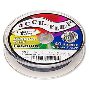 Beading wire, Accu-Flex&reg;, nylon and stainless steel, stormy blue, 49 strand, 0.014-inch diameter. Sold per 30-foot spool.