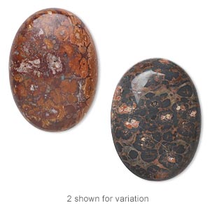 Cabochon, leopardskin jasper (natural), 30x22mm calibrated oval, B grade, Mohs hardness 6-1/2 to 7. Sold per pkg of 2.
