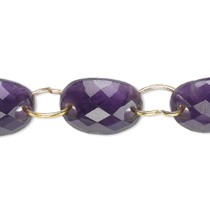Link, amethyst (natural), dark, 16x12mm-18x13mm graduated hand-cut curved faceted oval, B+ grade, Mohs hardness 7. Sold per pkg of 5.