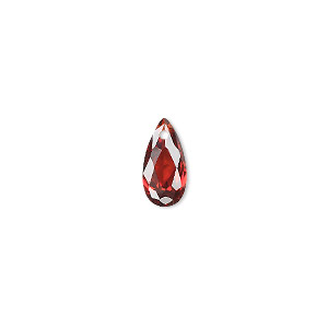 Drop, cubic zirconia, garnet red, 12x6mm hand-faceted teardrop, Mohs hardness 8-1/2. Sold per pkg of 4.