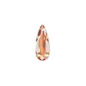 Drop, cubic zirconia, champagne, 18x7mm hand-faceted teardrop, Mohs hardness 8-1/2. Sold per pkg of 2.