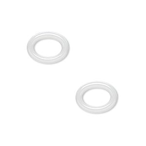Component, zirconia ceramic, white, 13x10mm open oval with 8x5mm center hole. Sold per pkg of 2.