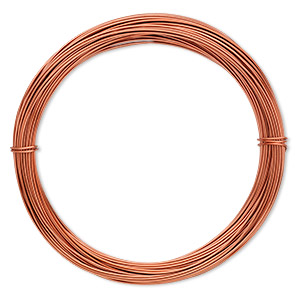 Wire, anodized aluminum, orange copper, 0.8mm round, 20 gauge. Sold per pkg of 45 feet.