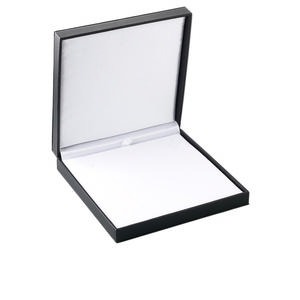 Box, leatherette and velvet, black and white, 6-1/3 x 6-1/3 x 1-1/2 inch square. Sold individually.