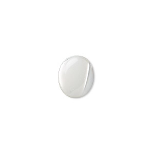 Cabochon, mother-of-pearl shell (bleached), white, 12x10mm calibrated oval, Mohs hardness 3-1/2. Sold per pkg of 4.