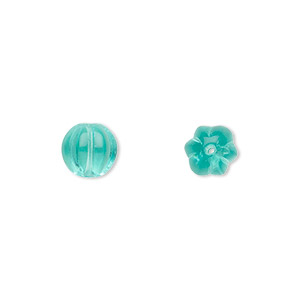 Bead, Czech pressed glass, light aqua, 8x8mm fluted round. Sold per 15-1/2&quot; to 16&quot; strand, approximately 50 beads.