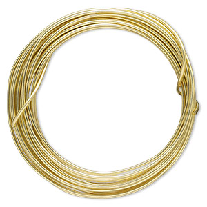 Wire, Zebra Wire&#153;, brass, round, 14 gauge. Sold per 5-yard coil.