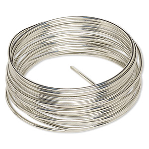 Wire, Zebra Wire&#153;, copper, silver color, round, 12 gauge. Sold per 3-yard coil.