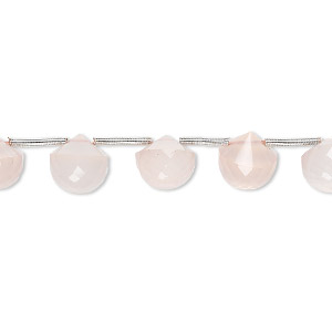 Bead, rose quartz (natural), 7x7mm-8x8mm hand-cut top-drilled faceted teardrop, B+ grade, Mohs hardness 7. Sold per pkg of 5 beads.
