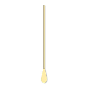 Paddle pin, gold-plated brass, 1-1/2 inch teardrop style, 22 gauge. Sold per pkg of 100.