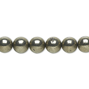 Bead, pyrite (stabilized), 8mm round, B grade, Mohs hardness 6. Sold per 15-1/2&quot; to 16&quot; strand.