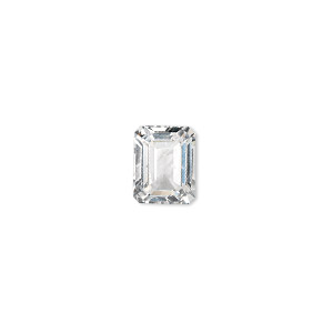 Gem, white topaz (natural), 10x8mm faceted emerald-cut, A grade, Mohs hardness 8. Sold individually.