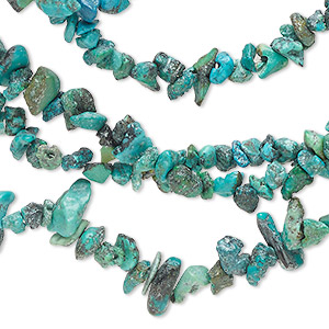 Bead, turquoise (dyed / stabilized), blue, medium chip, Mohs hardness 5 to 6. Sold per 34-inch strand.