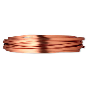 Wire, anodized aluminum, orange copper, 3.5x1mm flat, 16 gauge. Sold per pkg of 18 feet.