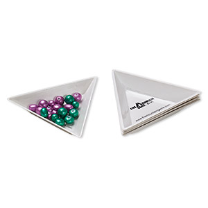 Sorting tray, plastic, white and black, 3x3x3-inch triangle. Sold per 6-piece set.