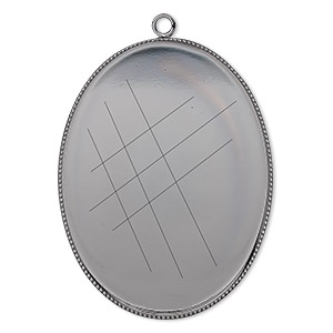 Focal, gunmetal-plated brass, 41x31mm oval with beaded edge and 40x30mm oval bezel setting. Sold per pkg of 2.
