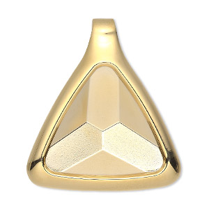 Pendant, Almost Instant Jewelry&reg;, gold-plated &quot;pewter&quot; (zinc-based alloy), 37x37x32mm single-sided triangle with 23mm triangle setting and tube bail. Sold individually.