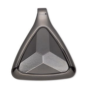 Pendant, Almost Instant Jewelry&reg;, gunmetal-plated &quot;pewter&quot; (zinc-based alloy), 37x37x32mm single-sided triangle with 23mm triangle setting and tube bail. Sold individually.