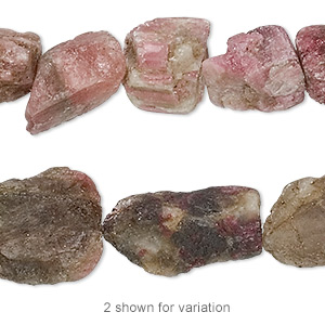 Bead, multi-tourmaline (natural), medium rough nugget, Mohs hardness 7 to 7-1/2. Sold per 8-inch strand.