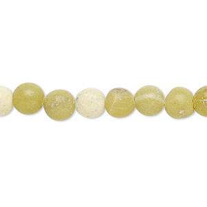Bead, olive new &quot;jade&quot; (serpentine) (natural), 6-7mm round, D grade, Mohs hardness 2-1/2 to 6. Sold per 15&quot; to 16&quot; strand.