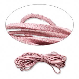 Cord, faux suede lace, rose, 3mm. Sold per pkg of 5 yards.